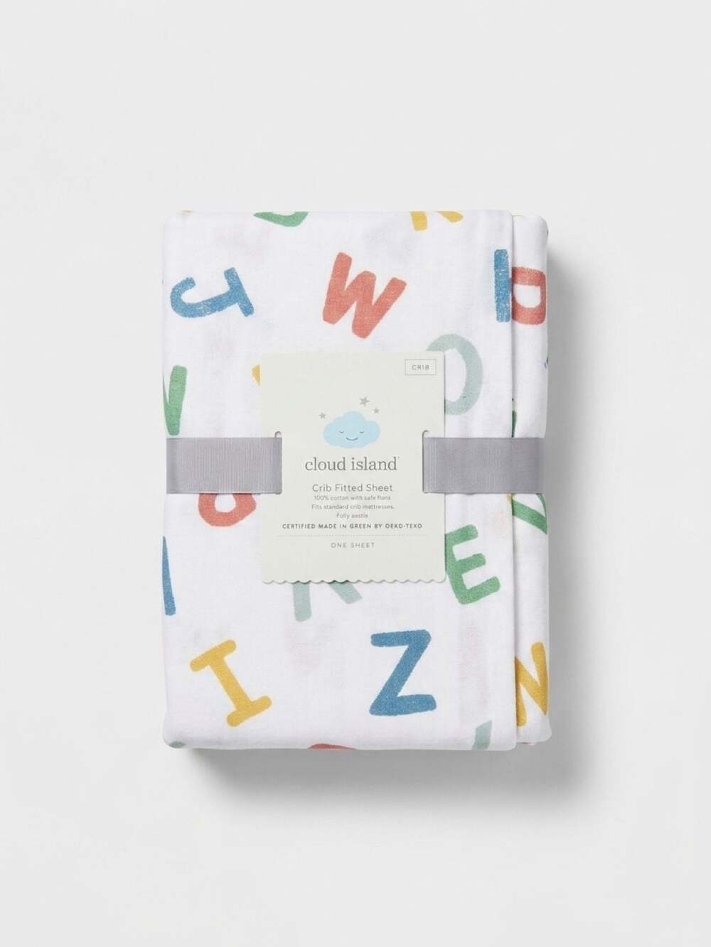 Cloud Island 100% Cotton Crib Fitted Sheet in Multicolor Alphabet Print
